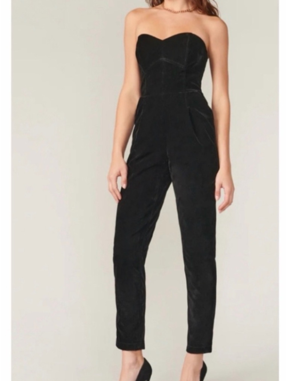 Adelyn Rae Black Velvet Strappy Jumpsuit